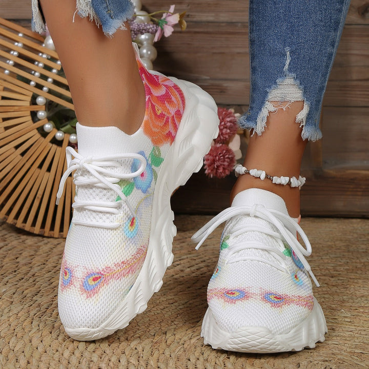 Damesschoenen van ademende stof met bloemenprint - Julieta