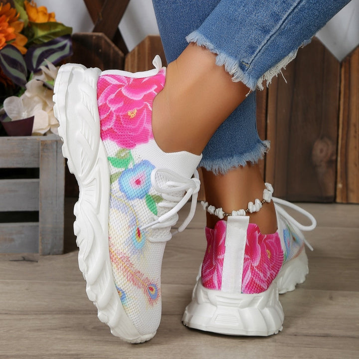 Damesschoenen van ademende stof met bloemenprint - Julieta