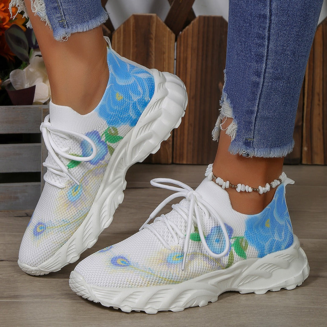 Damesschoenen van ademende stof met bloemenprint - Julieta