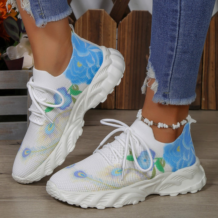 Damesschoenen van ademende stof met bloemenprint - Julieta
