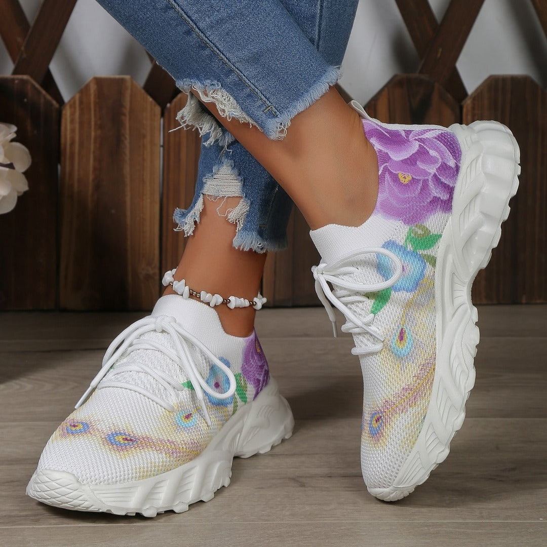 Damesschoenen van ademende stof met bloemenprint - Julieta