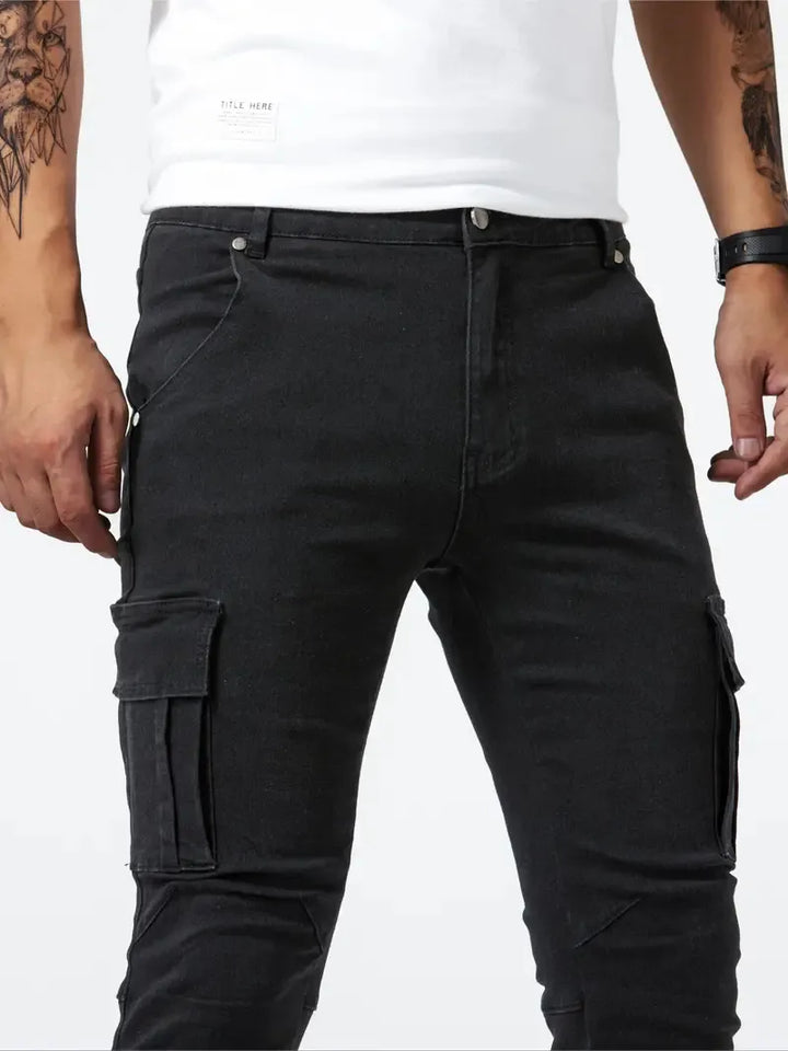 Lichtblauwe stretch denim cargobroek voor heren - Denver