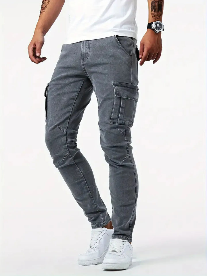 Lichtblauwe stretch denim cargobroek voor heren - Denver