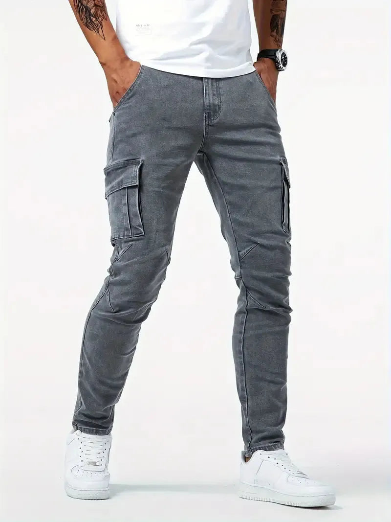 Lichtblauwe stretch denim cargobroek voor heren - Denver