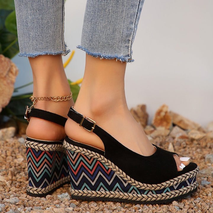 Etnische geweven plateausandalen met sleehak - Gabriela
