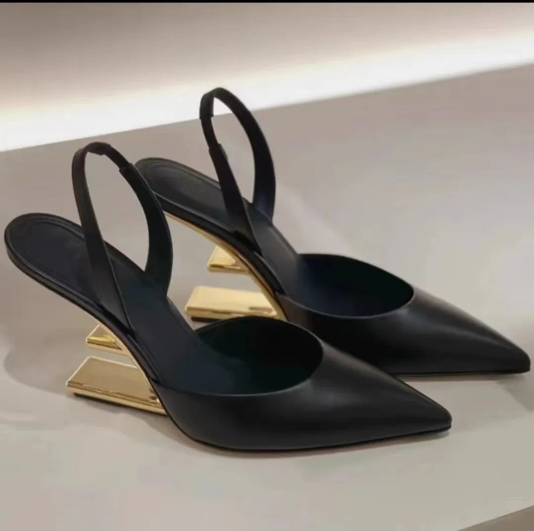 Damessandalen met geometrisch metallic design en fijne teen - Valeria