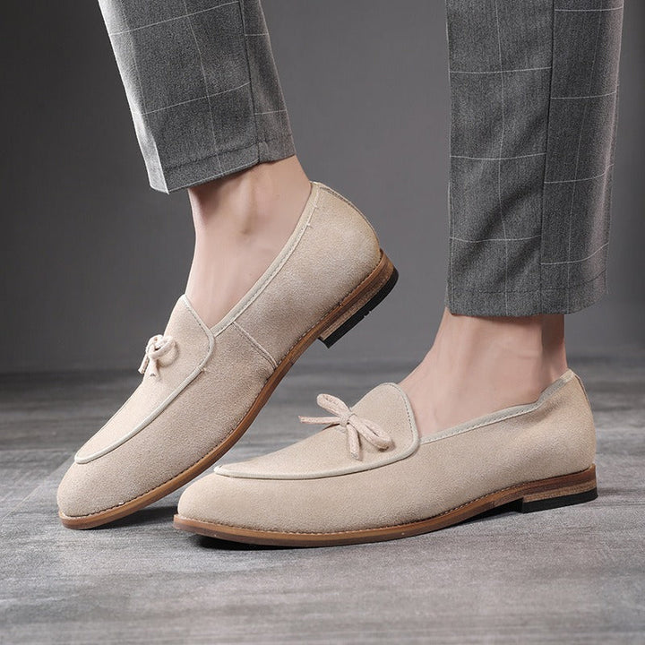 Bruine suède lederen decoratieve strik herenschoenen - Dorian