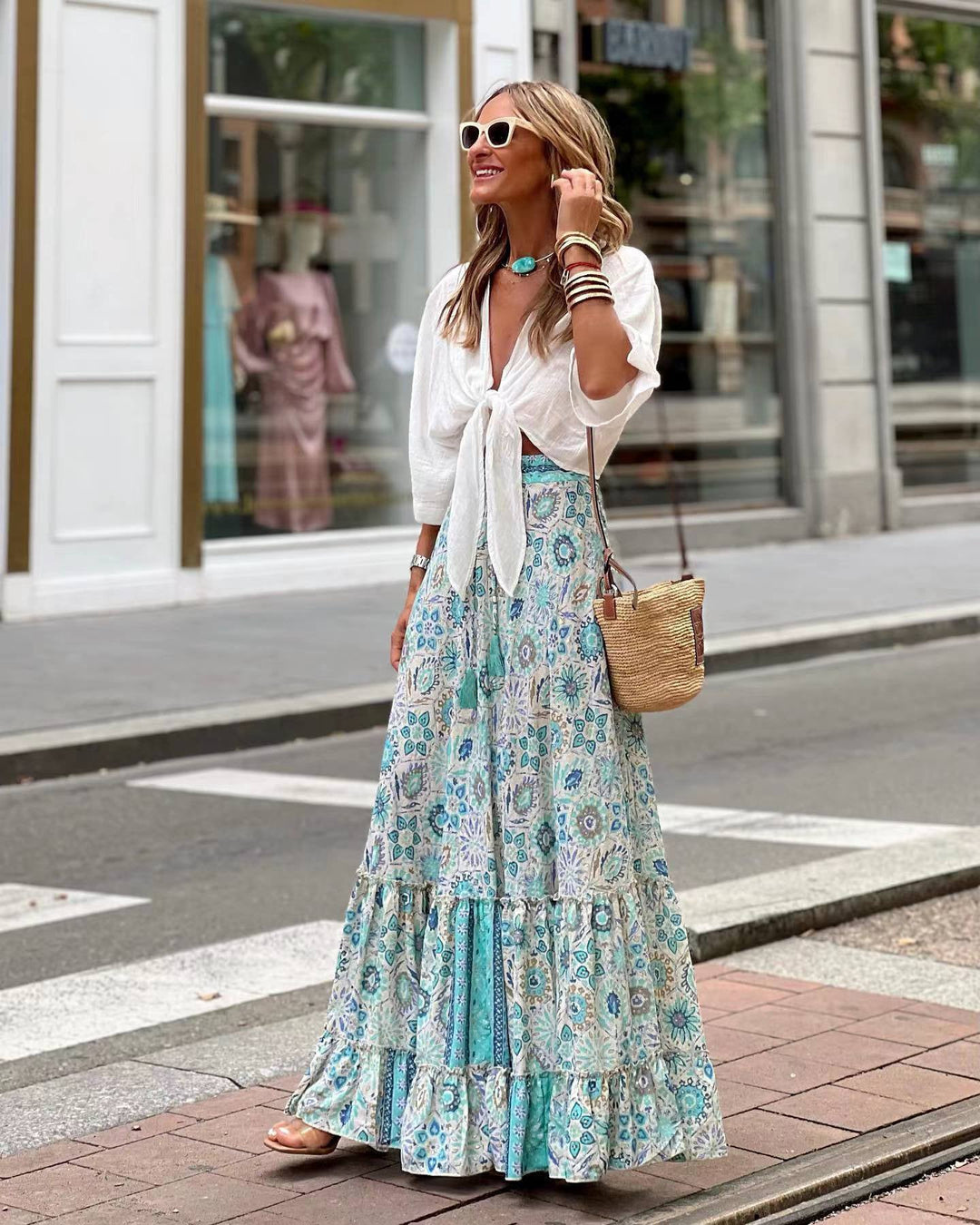 Vrouwen lange rok zomer bloemen bohemian stijl - Amara