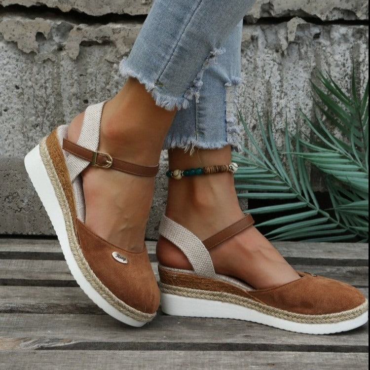 Sleehakken in canvas voor dames met verstelbaar espadrillebandje - Clara