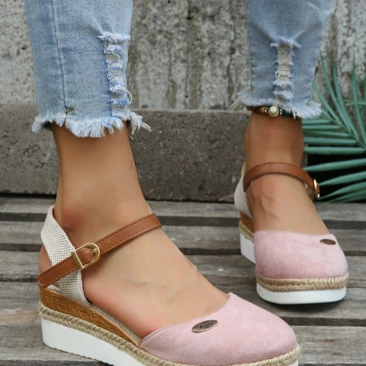 Sleehakken in canvas voor dames met verstelbaar espadrillebandje - Clara