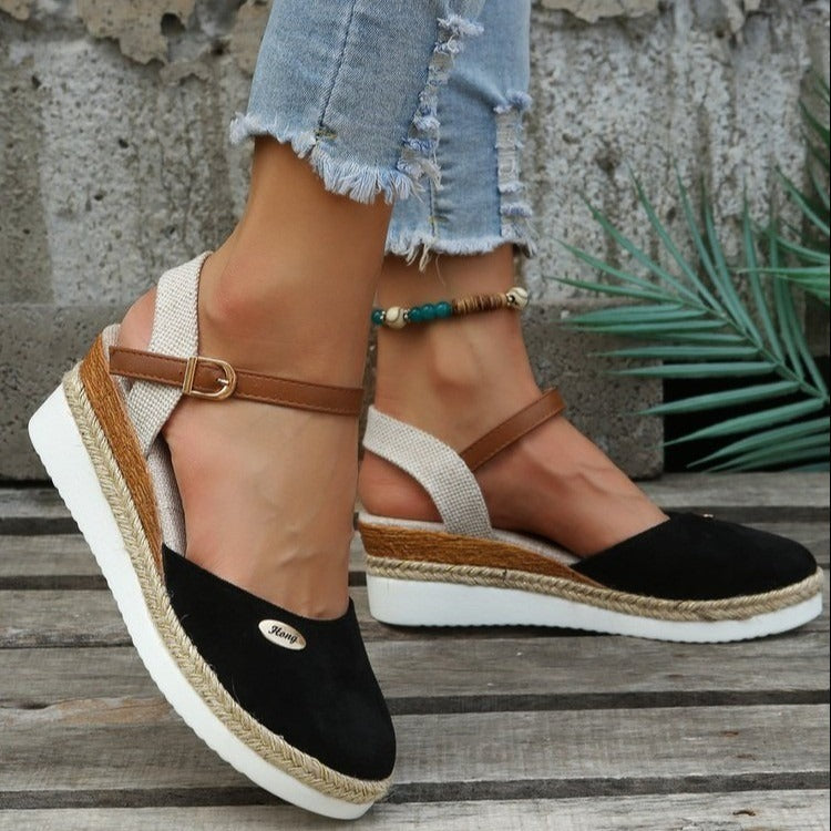 Sleehakken in canvas voor dames met verstelbaar espadrillebandje - Clara