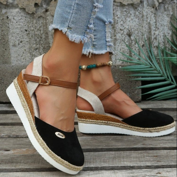 Sleehakken in canvas voor dames met verstelbaar espadrillebandje - Clara
