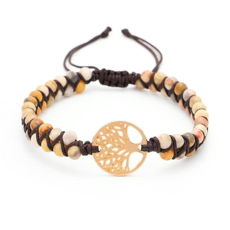 Yoga armband geweven met levensboom bedel