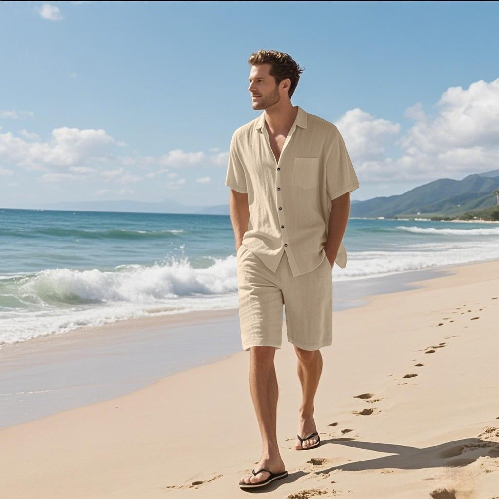 Heren zomer set in ademend linnen casual stijl - Mateo