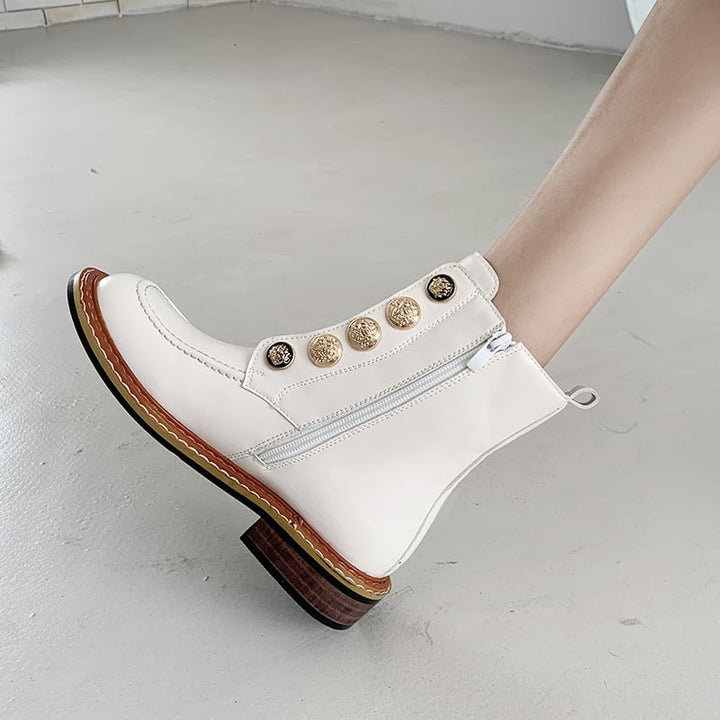 Enkellaarsjes met gouden knoopdetail - Enorie