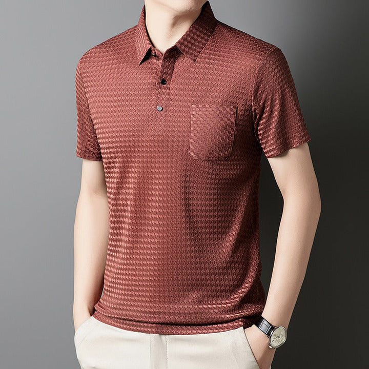 Geometrisch geweven poloshirt met zak voor heren - Marcelo
