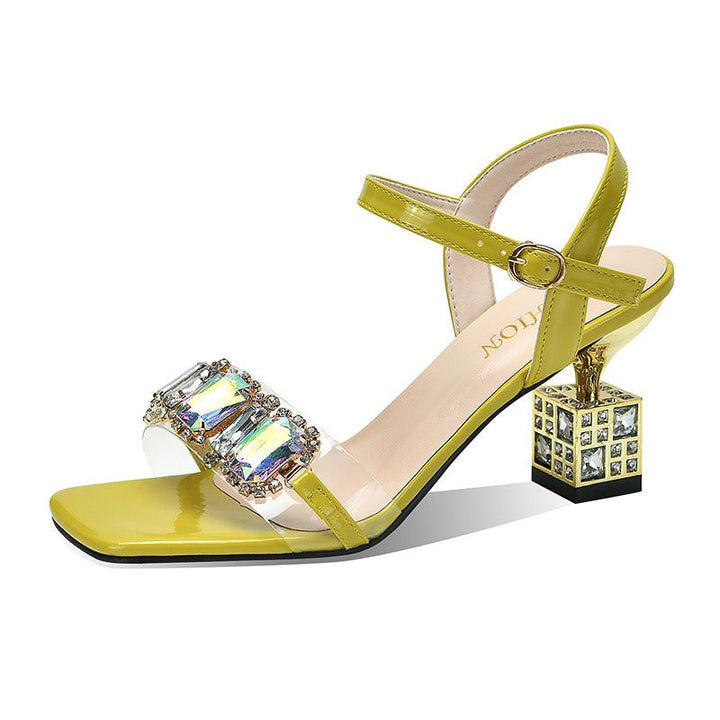 Damessandalen met decoratieve strass hak - Helena