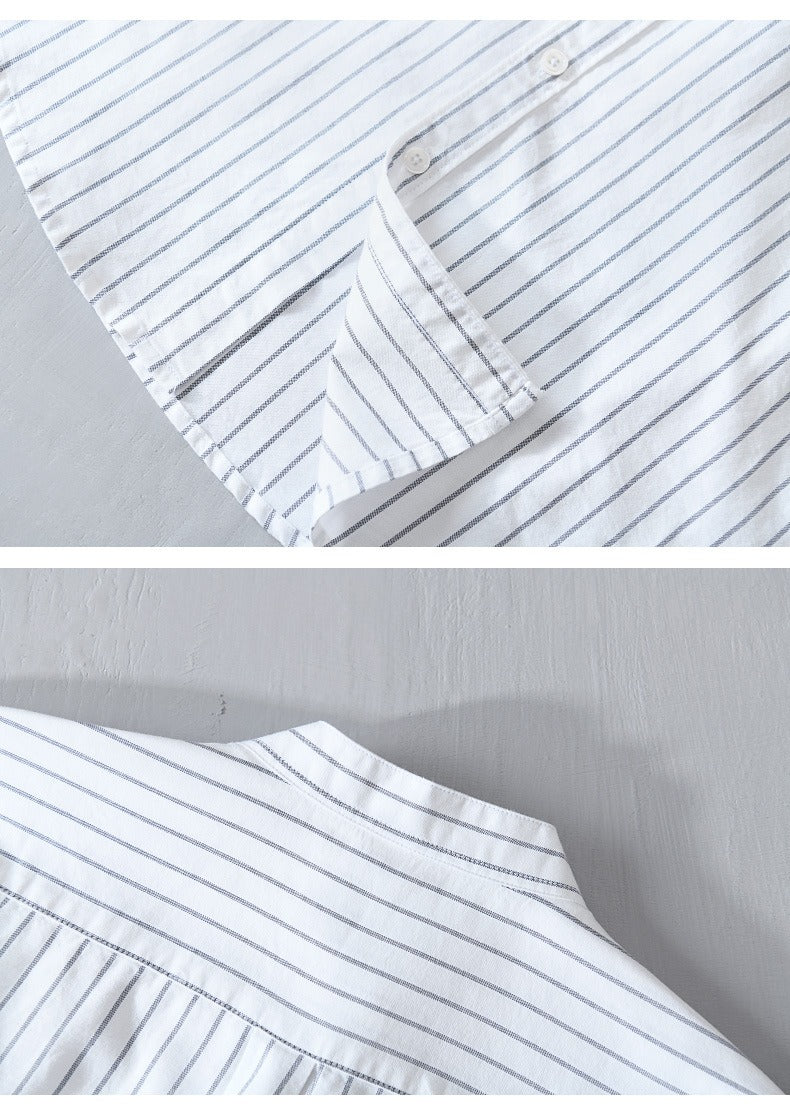 Casual herenoverhemd met verticale strepen en minimalistisch borduursel - Nolan
