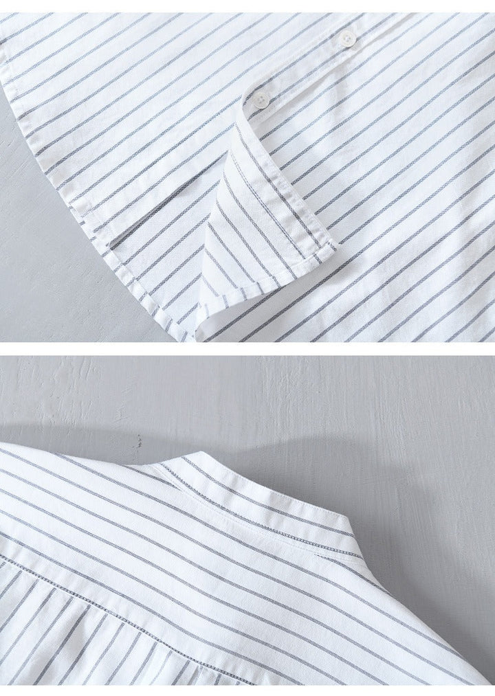 Casual herenoverhemd met verticale strepen en minimalistisch borduursel - Nolan
