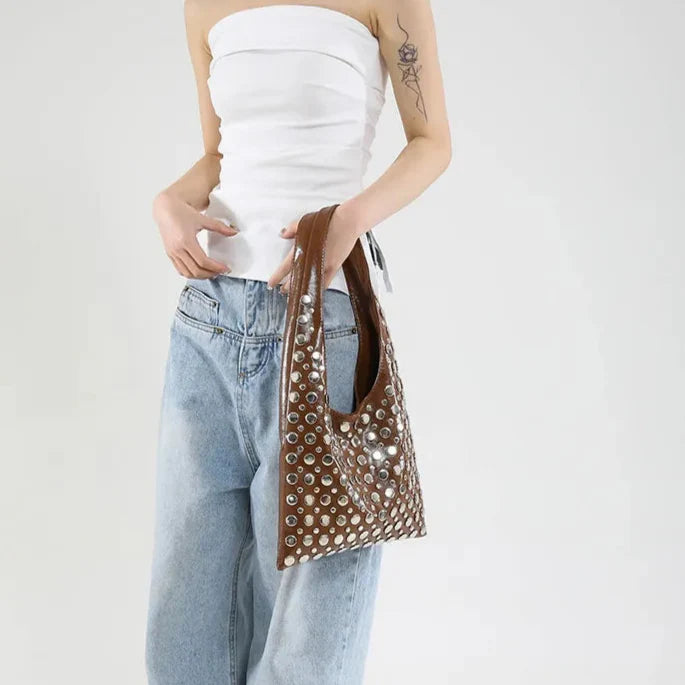 Schoudertas met metallic details - Mariela
