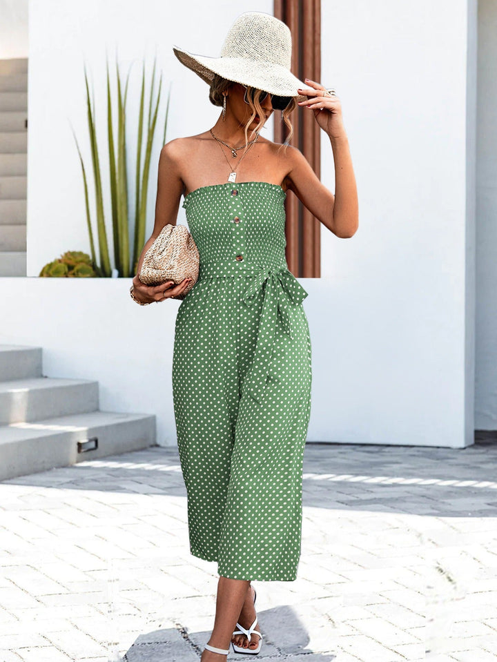 Zomerse strapless jumpsuit met stippenprint voor dames - Natalia