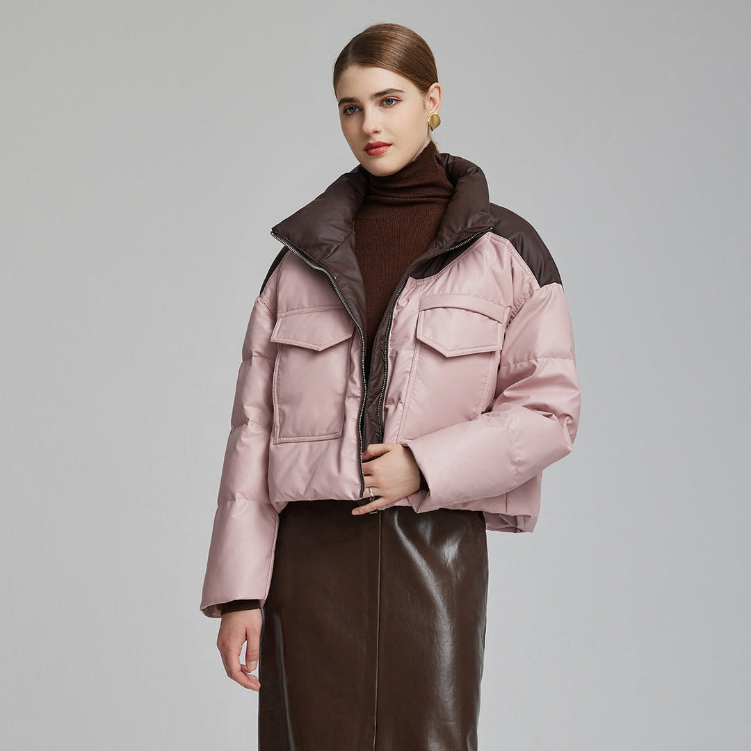 Gewatteerd jack met leren effect voor dames - Édrine