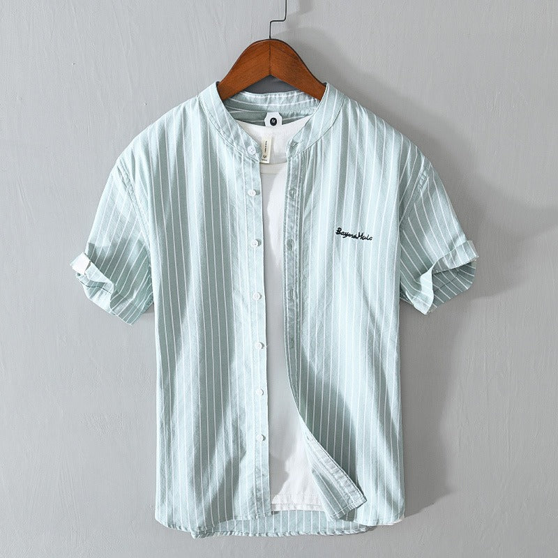Casual herenoverhemd met verticale strepen en minimalistisch borduursel - Nolan