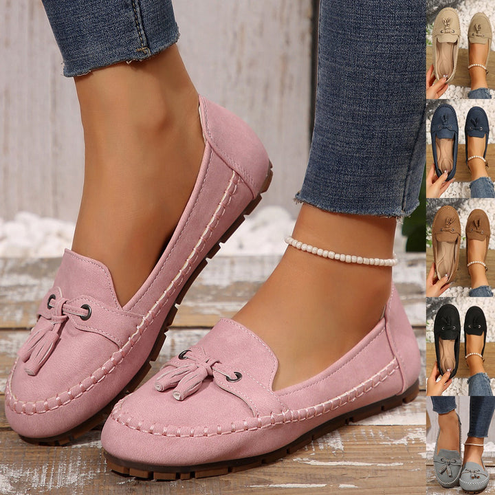Slipbestendige platte damesloafers met strikdetail - Martina