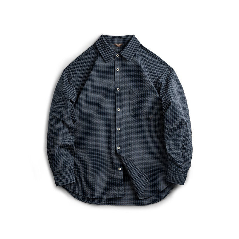 Katoenen herenshirt met lange mouwen en elleboogstukken retrostijl - Simón