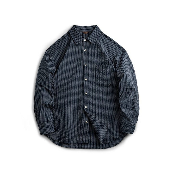Katoenen herenshirt met lange mouwen en elleboogstukken retrostijl - Simón
