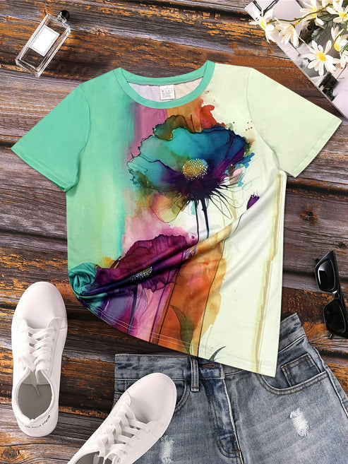 Fabienne - T-shirt met bloemenprint en korte mouwen