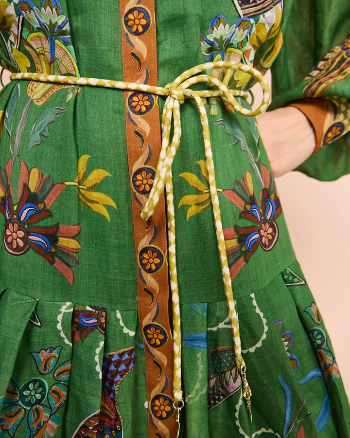 Georgina - Groene vintage pauwenjurk