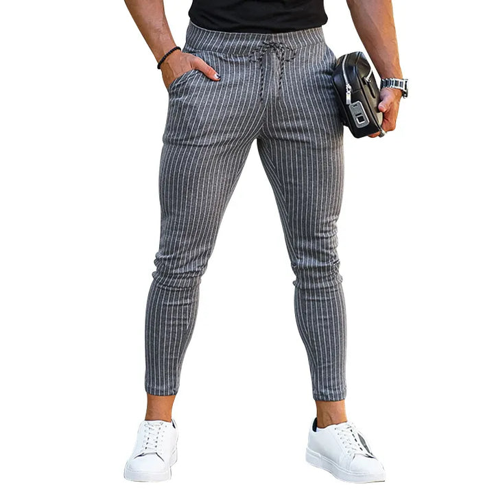 Heren casual broek verticaal gestreept slim fit zwart - Érick