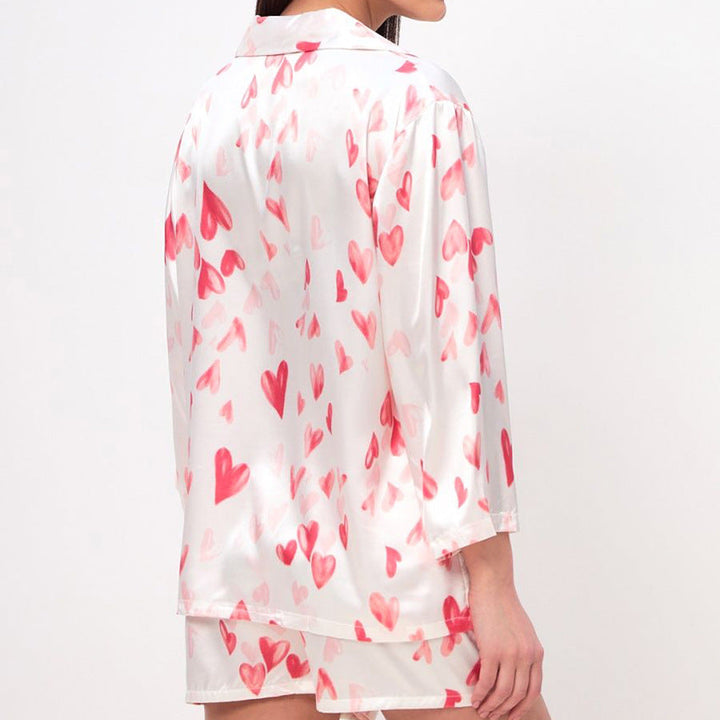 Gebreide damesset hartjesprint - Leja