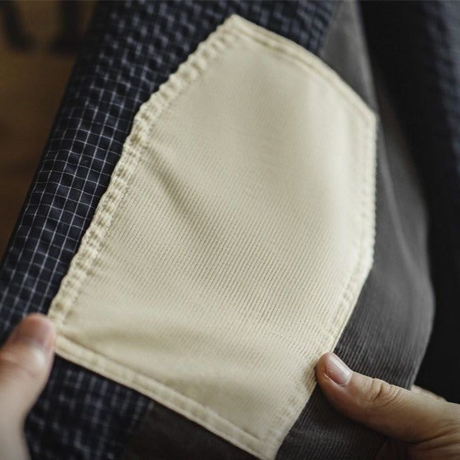 Katoenen herenshirt met lange mouwen en elleboogstukken retrostijl - Simón