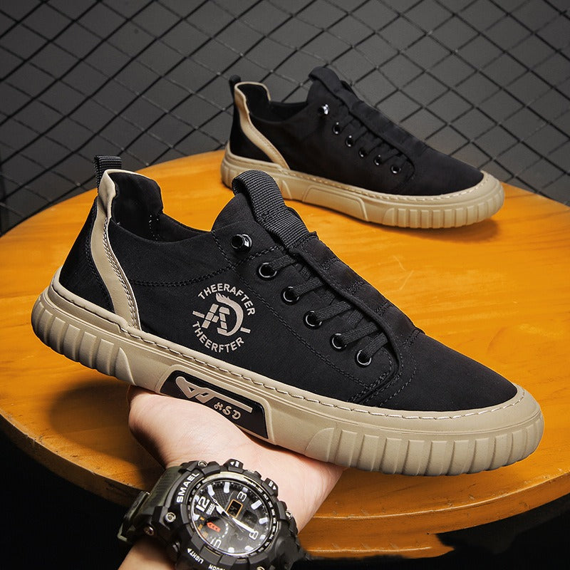 Casual herenschoenen in matgrijze ademende stof - Lior