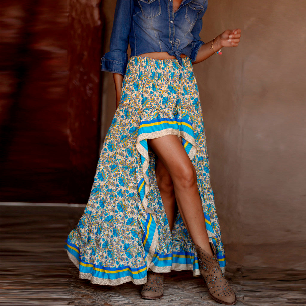 Boho lange rok met chique etnische print perfect voor een casual en elegante look