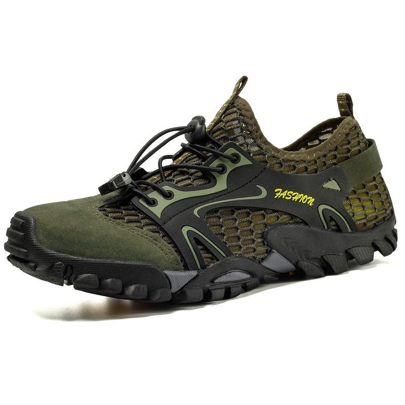 Trekking herenschoenen zwart mesh antislip zool - Altus