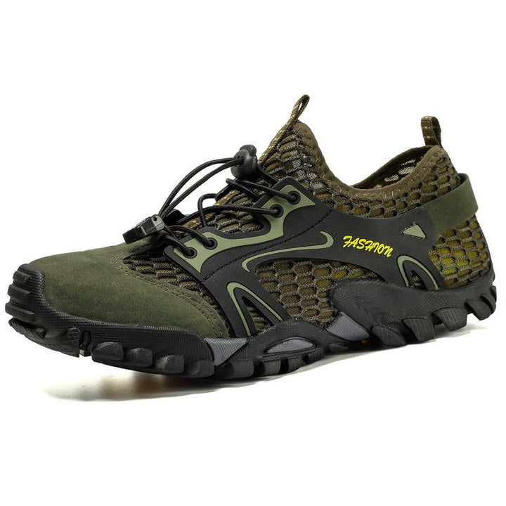 Trekking herenschoenen zwart mesh antislip zool - Altus