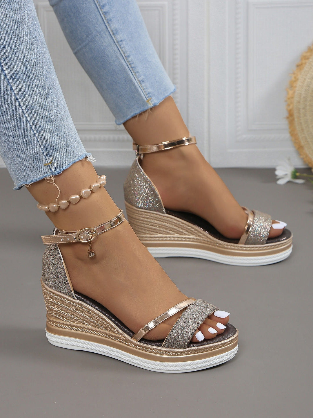 Vrouwen glitter sandalen elegante hoge wig stijl - Jimena
