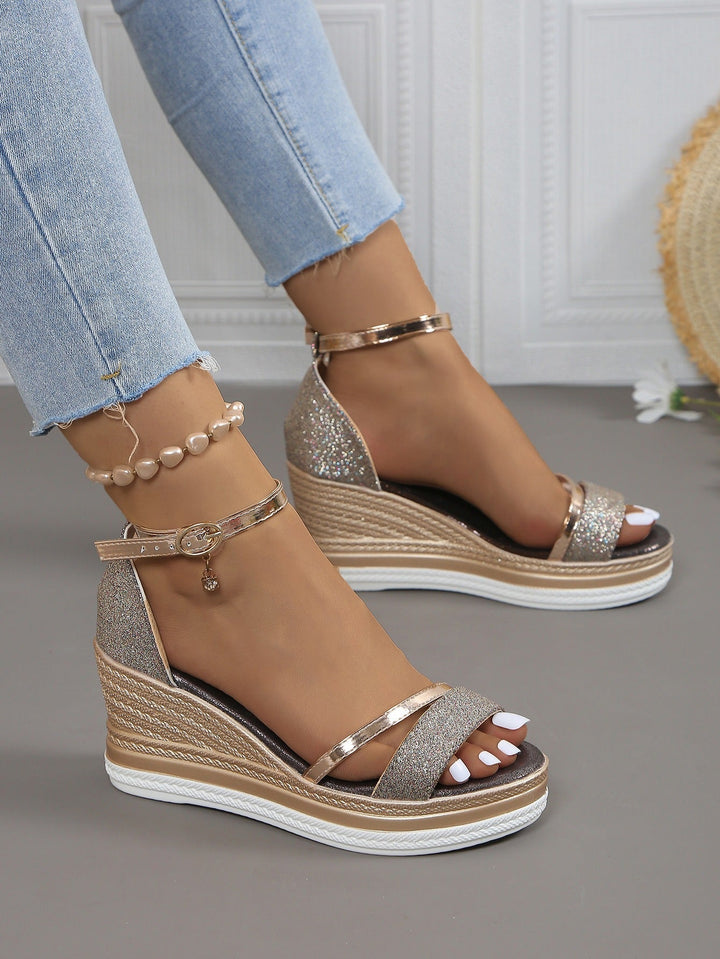 Vrouwen glitter sandalen elegante hoge wig stijl - Jimena