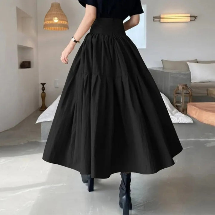 Lange rok met brede plooi en elastische taille - Mireya