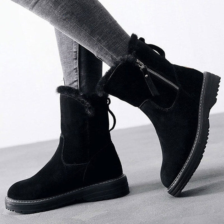 Dames enkellaarsjes met suède-effect voor de winter - Kaelis