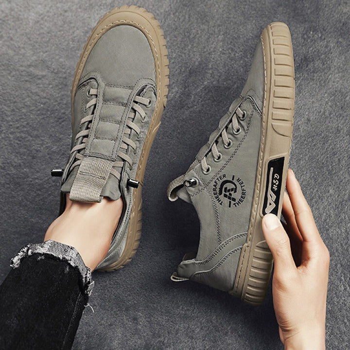 Casual herenschoenen in matgrijze ademende stof - Lior