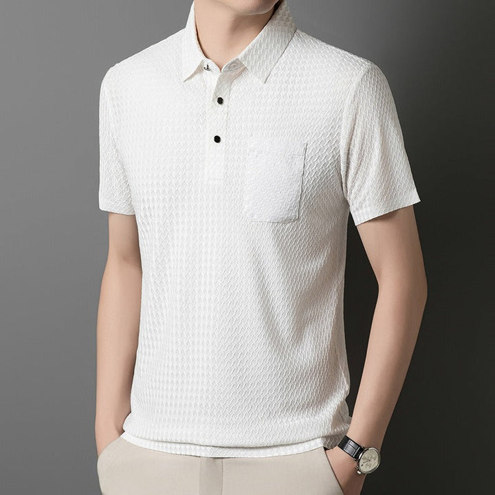 Geometrisch geweven poloshirt met zak voor heren - Marcelo