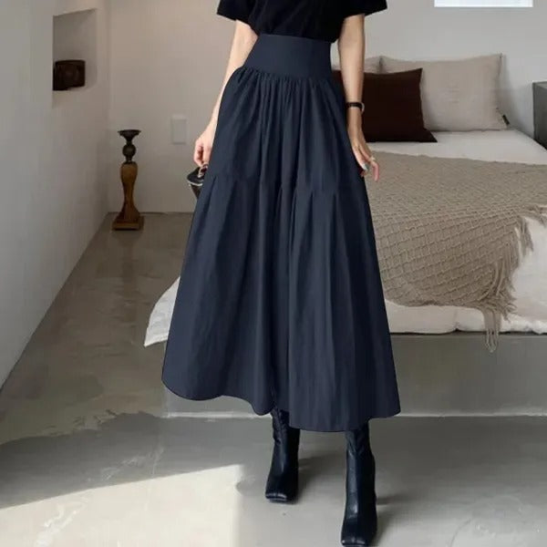 Lange rok met brede plooi en elastische taille - Mireya