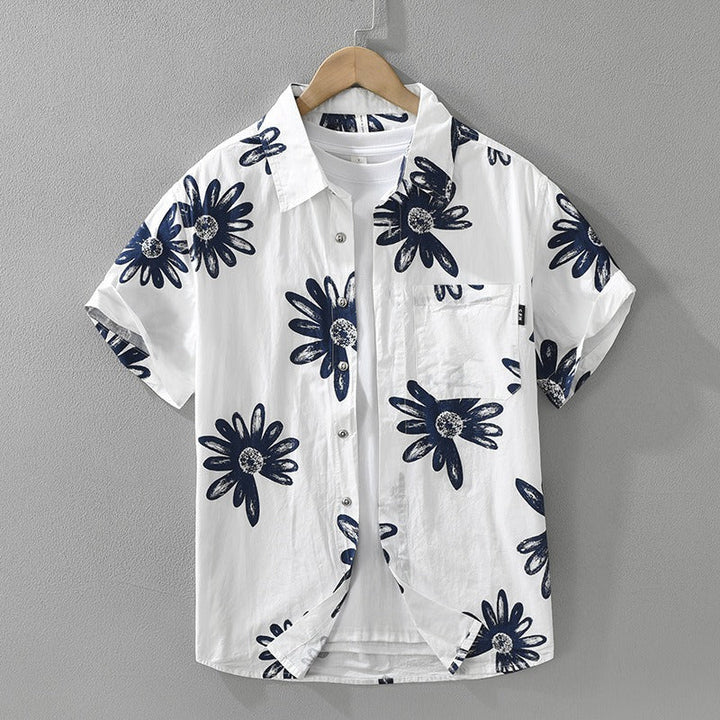 Casual katoenen herenoverhemd met bloemenprint en korte mouw - Rodrigo