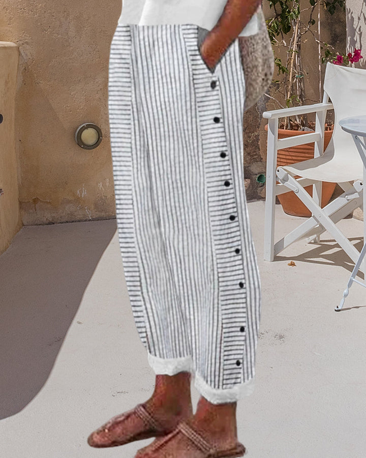 Korte zomerbroek voor dames - Gestreept - Casual
