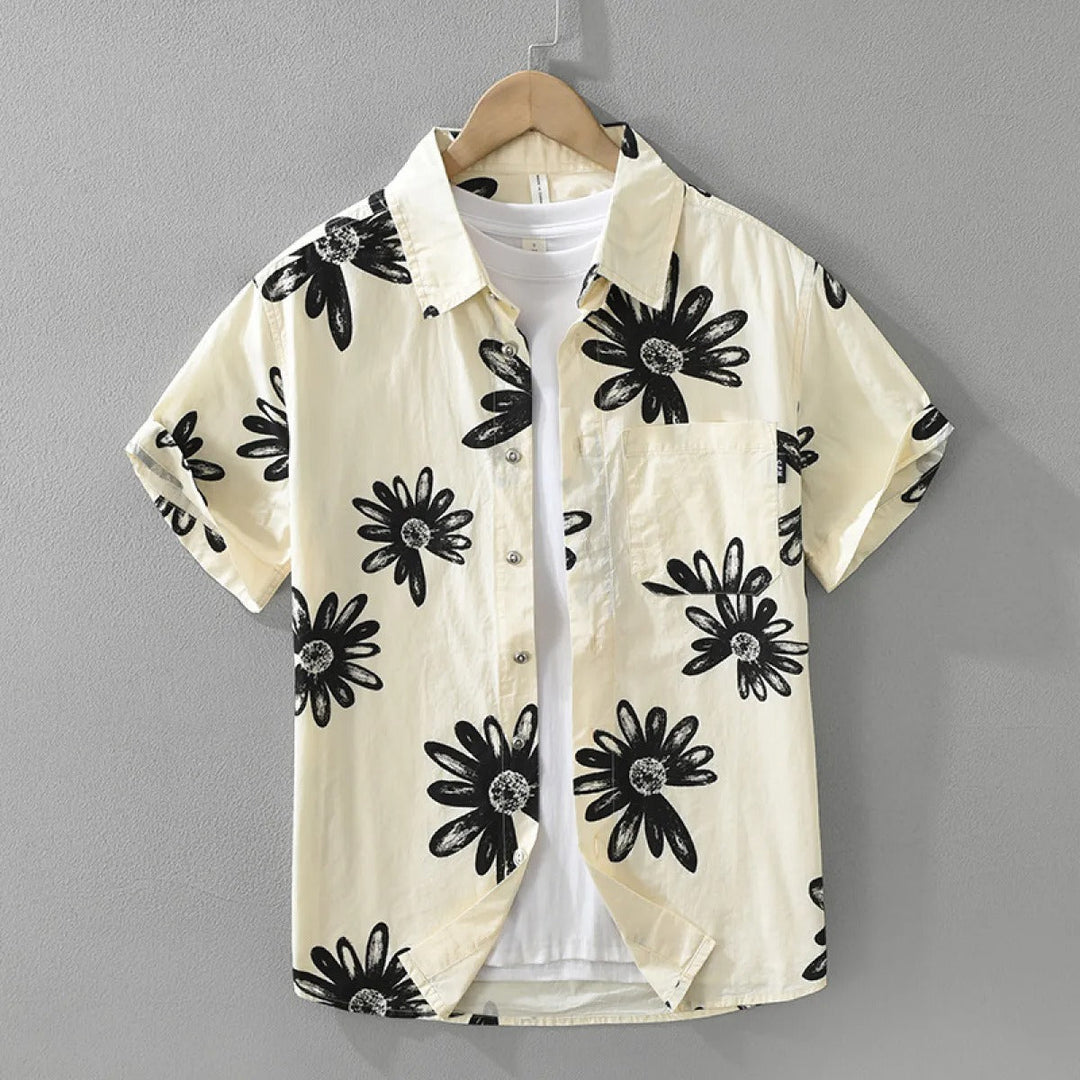 Casual katoenen herenoverhemd met bloemenprint en korte mouw - Rodrigo