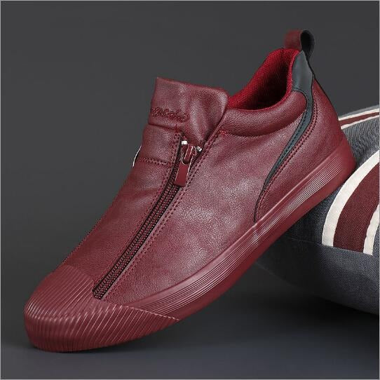 Herensneakers van casual kunstleer met dubbele ritssluiting - Ivan